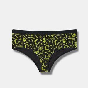 Torrid - Cotton Mid-Rise Cheeky Panty in Skeleton Dance Black & Glow Yellow​​​​​